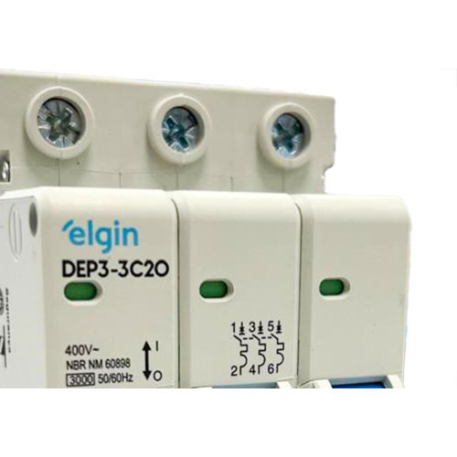 Disjuntor Elgin ''Din'' Tripolar Dep3-3C20 - 20A.