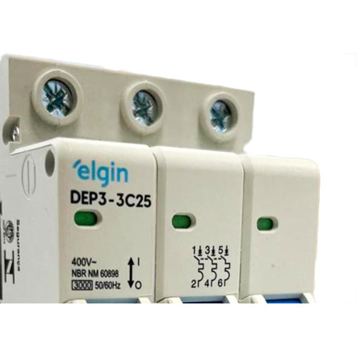 Disjuntor Elgin ''Din'' Tripolar Dep3-3C25 - 25A.