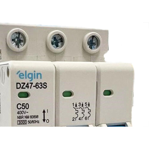 Disjuntor Elgin ''Din'' Tripolar Dz47-63S - 50A.
