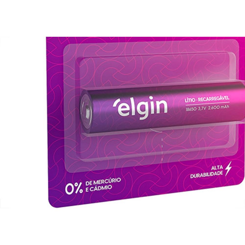 Pilha Elgin Bateria 3,7V. Litio Cromado 2600 18650 Com 1 Peca