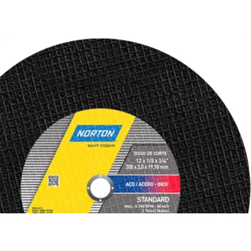 Disco Corte Ferro Norton Standard 12''X1,8''X3,4'' - 3,0Mm