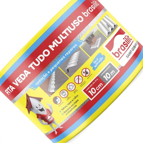Fita Multiuso Brasilit Veda Tudo Aluminio 10Cm X 10M