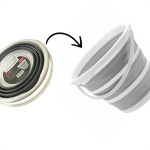 Balde Retratil Powermaid Branco/Cinza 10L