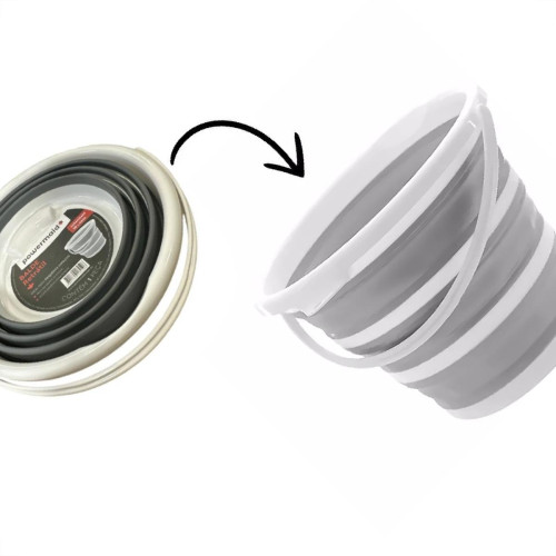 Balde Retratil Powermaid Branco/Cinza 10L
