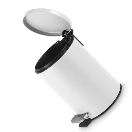 Lixeira Com Pedal Redonda Powermaid Matte 5 Litros Branca