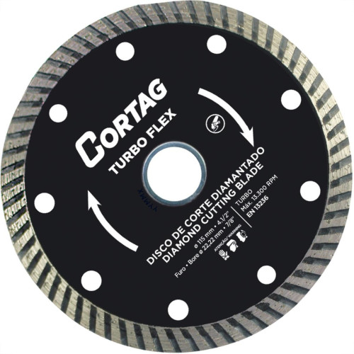 Disco Diamantado Cortag Turbo Flex 115Mm X 22,2Mm Para Esmerilhadeira - 61549