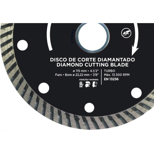 Disco Diamantado Cortag Turbo Flex 115Mm X 22,2Mm Para Esmerilhadeira - 61549