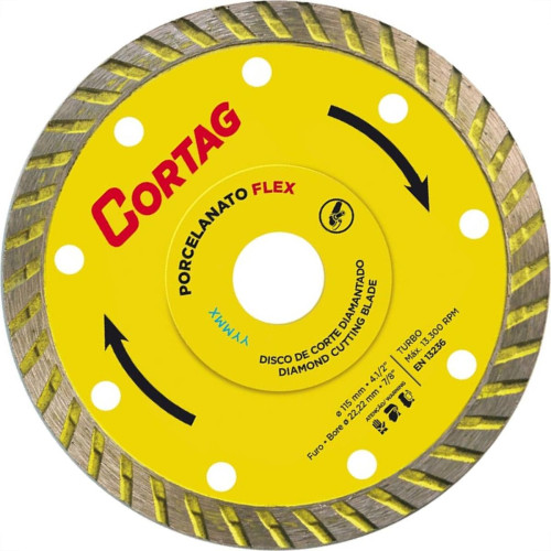 Disco Diamantado Cortag Porcelanato Turbo Flex 115Mm X 22,2Mm Para Esmerilhadeira - 61577