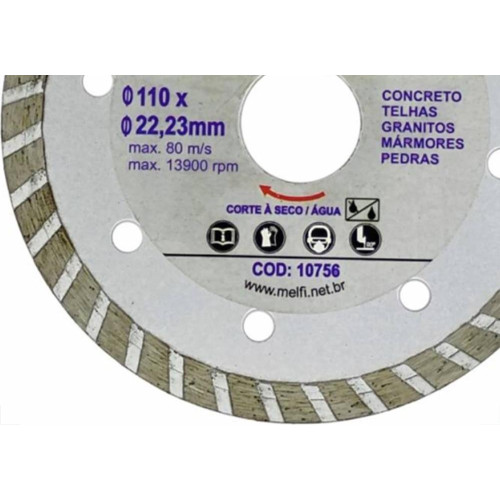 Disco Diamantado Melfi Turbo 110Mm X 22,23Mm - 10756