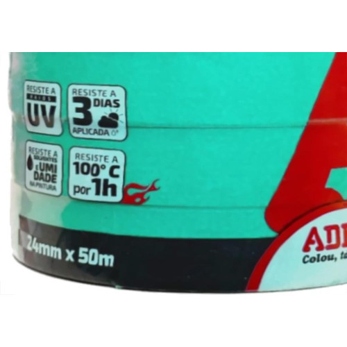Fita Crepe Adere Verde Para Pintura Automotiva 525 - 24Mm X 50M - Kit C/5 Pecas