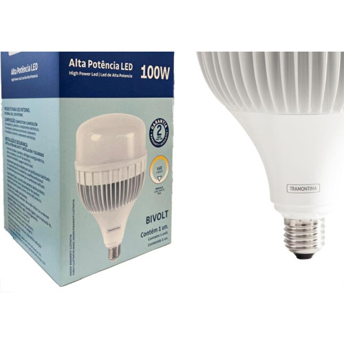 Lampada Led Alta Potencia Tramontina 100W. 9.000Lm Bivolt 6500K. - E-27 / E-40 - 58025074