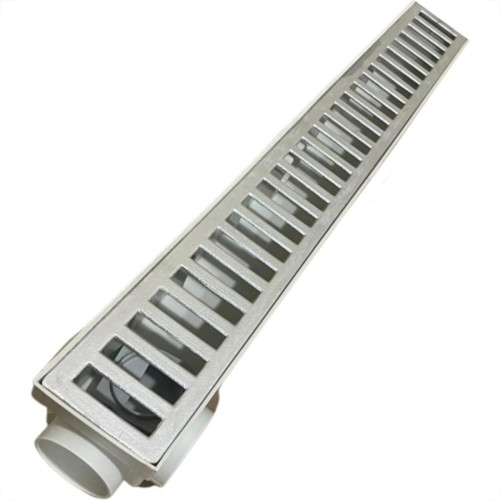 Ralo Linear Com Grelha Inox Ac Vent Seca Piso 5Cm X 48Cm