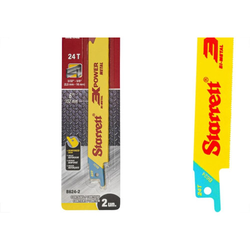 Lamina Para Serra Sabre Starrett 152Mm/6'' Bi-Metal 24 Dentes - Metal - Caixa Com 2 Pecas - B624-2