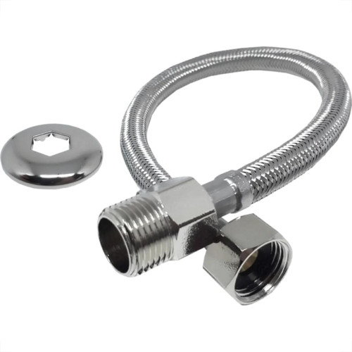 Engate Flexivel Malha Inox Alta Pressao Alpha 40Cm
