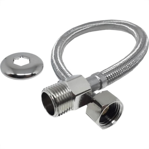 Engate Flexivel Malha Inox Alta Pressao Alpha 60Cm