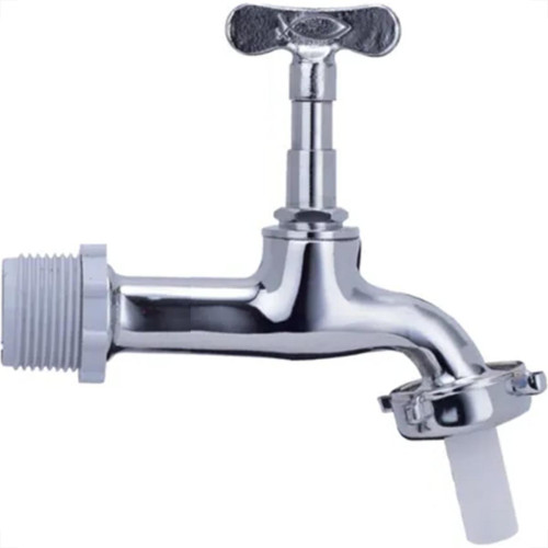 Torneira Jardim Metal Cromada Alpha 1128 Curta - 1/2'' E 3/4'' Torneira Jardim Metal Cromada Alpha 1128 Curta - 1/2'' E 3/4''