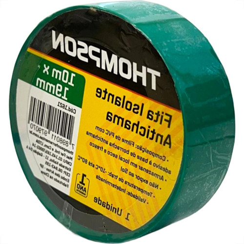 Fita Isolante Thompson 10M Verde - 1621 - Kit C/10 Pecas