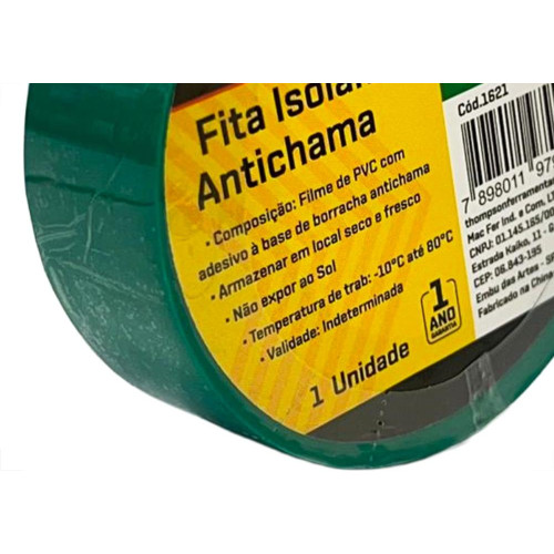Fita Isolante Thompson 10M Verde - 1621 - Kit C/10 Pecas