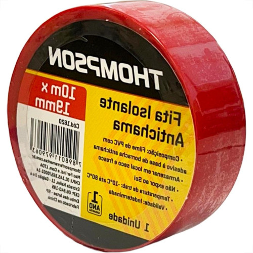 Fita Isolante Thompson 10M Vermelha - 1620 - Kit C/10 Pecas