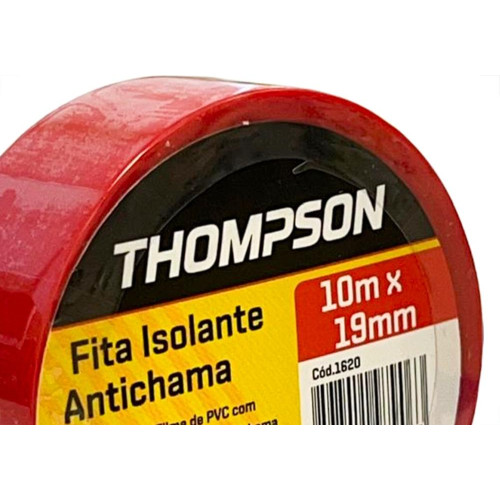 Fita Isolante Thompson 10M Vermelha - 1620 - Kit C/10 Pecas