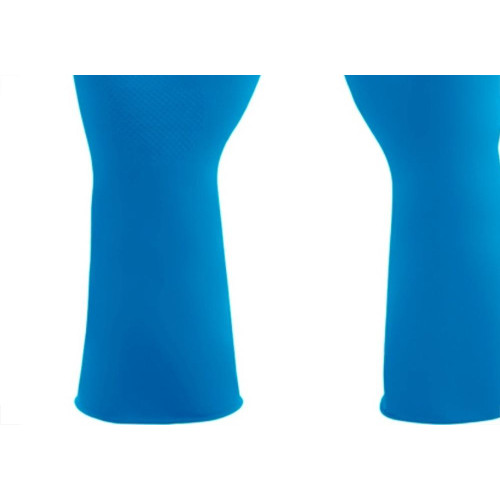 Luva Borracha Mucambo Azul Pro 137 Lisa Antiderrapante - 7-M - Kit C/10 Pares