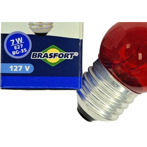 Lampada Bolinha Brasfort 7Wx127V. Vermelha - Kit C/25 Pecas