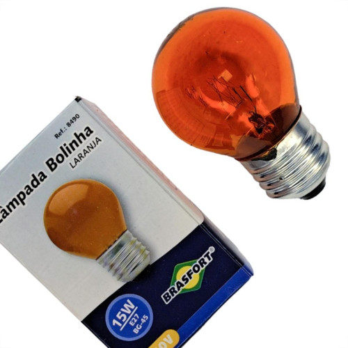 Lampada Colorida Brasfort 15Wx220V. Laranja - Kit C/25 Pecas