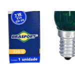 Lampada Chupeta Brasfort 7Wx220V. E14 Verde - Kit C/25 Pecas