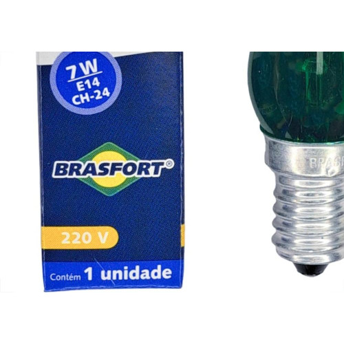 Lampada Chupeta Brasfort 7Wx220V. E14 Verde - Kit C/25 Pecas
