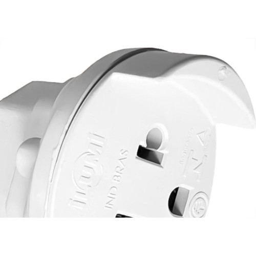 Pino Adaptador Ilumi Universal 2 Polos+Terra 10A. Branco - 1211Pct - Kit C/10 Pecas