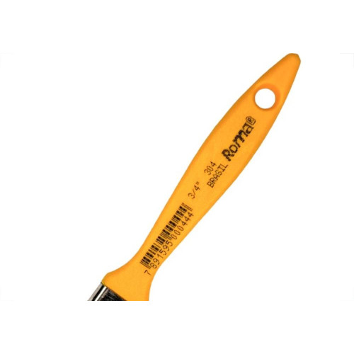 Pincel Trincha Pintura Roma Preta Ref.304 3/4'' Cabo Amarelo - Kit C/12 Pecas