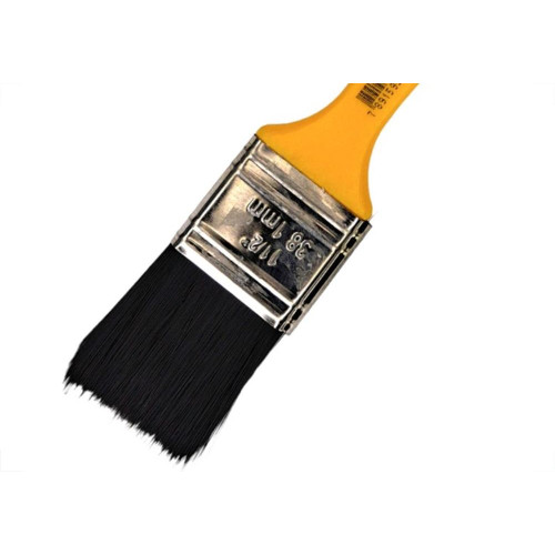 Pincel Trincha Pintura Roma Preta Ref.304   1.1/2'' Cabo Amarelo - Kit C/12 Pecas