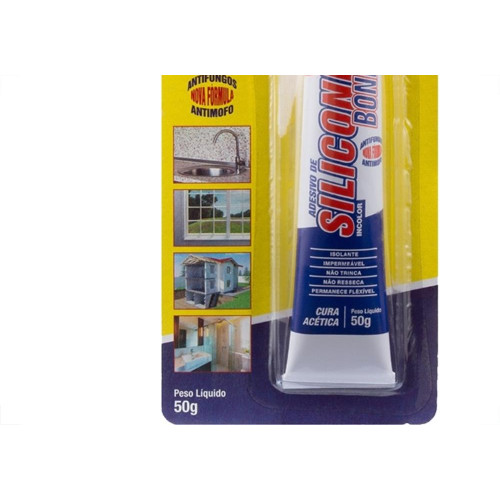 Silicone Bond Garin Bisnaga Incolor 50G Blister - Kit C/12 Pecas