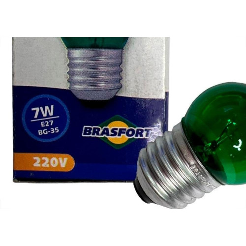 Lampada Bolinha Brasfort 7Wx220V. Verde - Kit C/25 Pecas