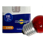 Lampada Bolinha Brasfort 7Wx220V. Vermelha - Kit C/25 Pecas