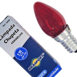 Lampada Chupeta Brasfort 7Wx127V. E14 Vermelha - Kit C/25 Pecas