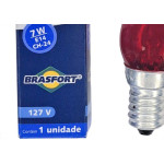 Lampada Chupeta Brasfort 7Wx127V. E14 Vermelha - Kit C/25 Pecas