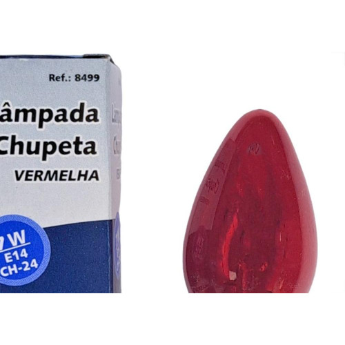 Lampada Chupeta Brasfort 7Wx127V. E14 Vermelha - Kit C/25 Pecas