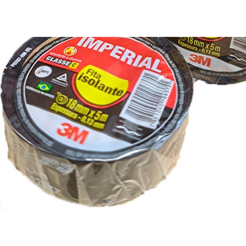 Fita Isolante 3M Imperial 5M Preta - Kit C/10 Pecas