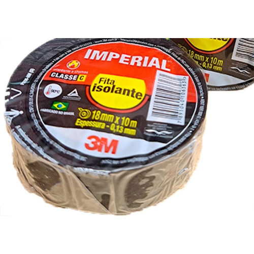 Fita Isolante 3M Imperial 10M Preta - Kit C/10 Pecas