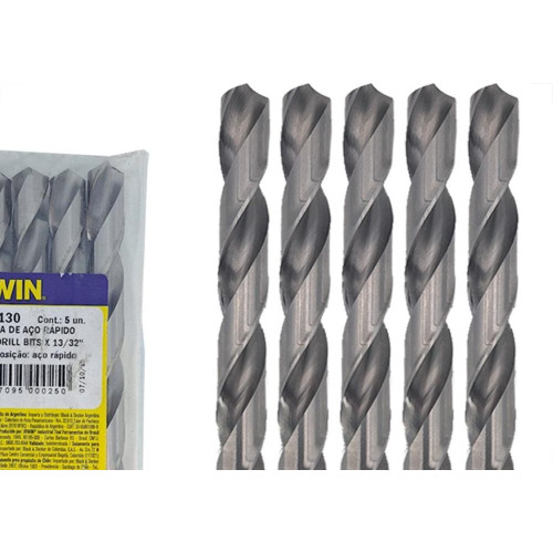 Broca Aco Rapido Irwin   13/32'' - Kit C/5 Pecas