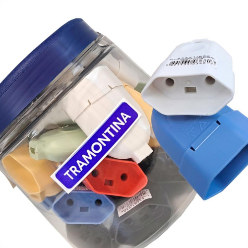 Pino Femea Tramontina 2 Polos 10A. Colorido Pote Com 24 Pecas - Kit C/24 Pecas
