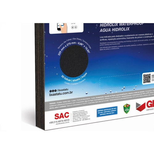 Lixa D Agua Tatu Hidrolix Gk 80 - Kit C/50 Folhas