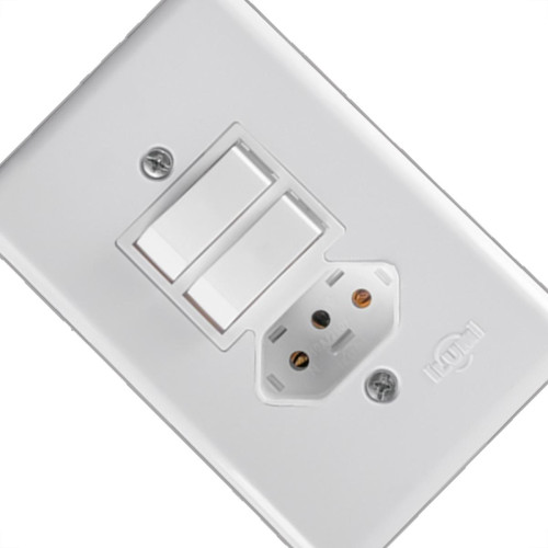 Conjunto Ilumi Stylus Branco Com Placa 2 Paralelo + 1 Tomada 2P+T. - 20300