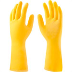 Luva Borracha Mucambo Amarela Pro 280 Forrada Antiderrapante - 6-P - Kit C/10 Pares