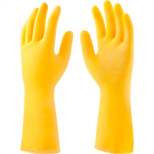 Luva Borracha Mucambo Amarela Pro 280 Forrada Antiderrapante - 6-P - Kit C/10 Pares