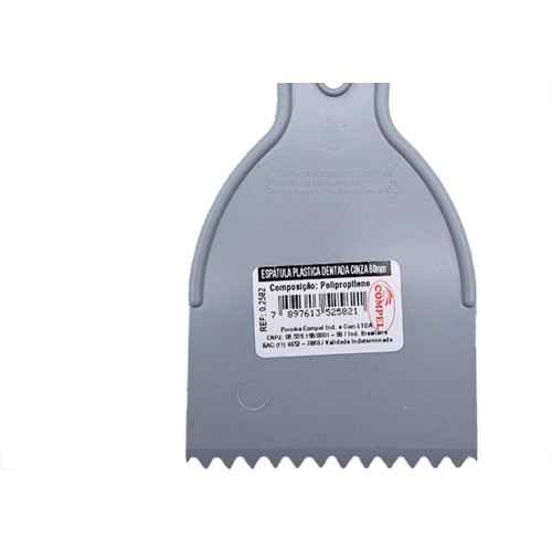 Espatula Compel Pvc Dentada Massa Corrida 08Cm - Kit C/6 Pecas