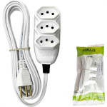Extensao Ilumi Pp 2 Polos + Terra 10A. - 0,75Mm Branca - 5M - 169950/171001