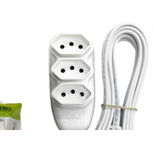 Extensao Ilumi Pp 2 Polos + Terra 10A. - 0,75Mm Branca - 5M - 169950/171001