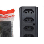 Tomada Barra Interneed 2 Polos +Terra Preta 20A. Quintupla